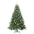 vidaXL Umelý vianočný stromček s 300 LED-i Zelená 180 cm PE a PVC