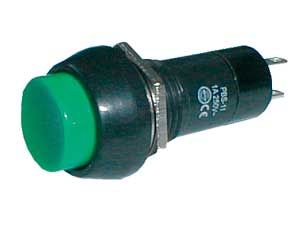 Prepínač tlačidlo okrúhle OFF-(ON) 250V/1A zelené