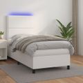 vidaXL Boxspring posteľ s matracom a LED biela 80x200 cm umelá koža