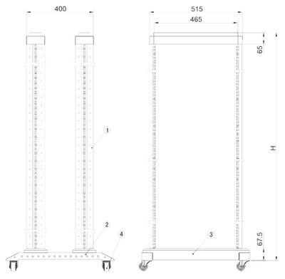 XtendLan 42U, otvorený rám dvojitý, šírka 600 mm Rozvádzač, 19", stojanový, rámový, výška 42U, 600 x 600, pohyb, rozoberateľný, čierny