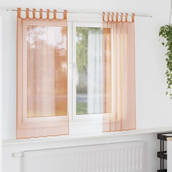 vidaXL Voile Záclony s pútkami 2 ks Terakota 140x140 cm