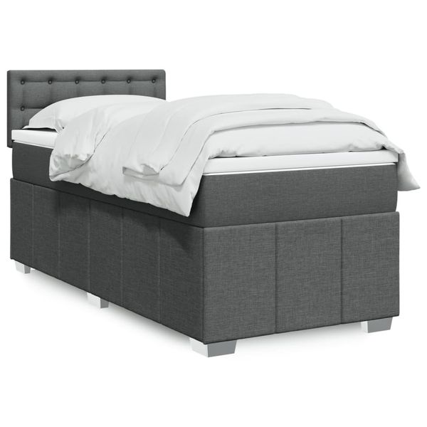 vidaXL Posteľný rám boxsping s matracom tmavosivý 80x200 cm látka