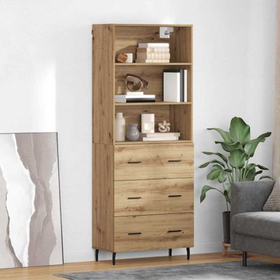 vidaXL Highboard so zásuvkou Remeselný dub 69,5 x 34 x 180 cm