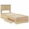 vidaXL Rám postele Sonoma dub a striebro 75 x 190 cm Kompozitné drevo