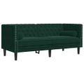 vidaXL 3-dielna súprava sedacej súpravy Chesterfield s podsedákmi, tmavozelený zamat