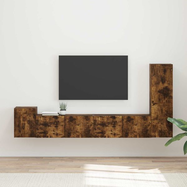 vidaXL Zostava TV skriniek Nástenný 3 pcs Dymová dub Kompozitné drevo