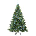 vidaXL Umelý vianočný stromček s 300 LED-i Zelená 180 cm PE a PVC