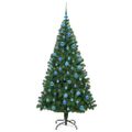 vidaXL Prevrátený umelý osvetlený vianočný stromček so súpravou gúľ