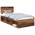 vidaXL Rám postele Staré drevo 100 x 200 cm Masívne borovicové drevo