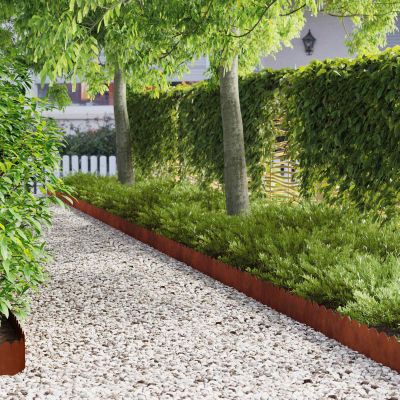vidaXL Obrubník trávnika 10 ks 103 x 20 cm Oceľ Hrdzavý