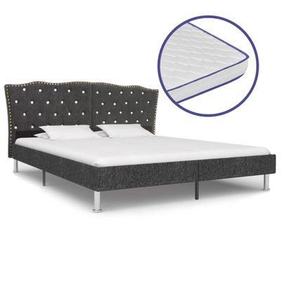vidaXL Posteľ s matracom s pamäťovou penou tmavosivá 160x200cm látková