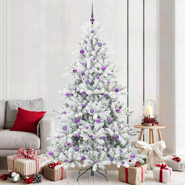 vidaXL Umelý Sklápací Vianočný Stromček Biela 210 cm PVC a oceľ