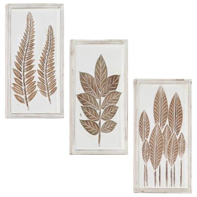 vidaXL Umenie dekorácia 3 pcs Hnedá a biela 40 x 40 x 1,5 cm