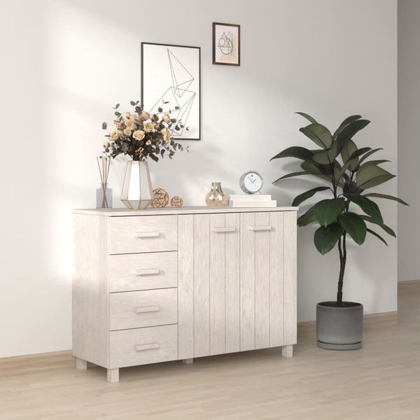 vidaXL Komoda HAMAR, biela 113x40x80 cm, borovicový masív