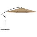 vidaXL Závesný záhradný slnečník, hliníková tyč 350 cm, sivohnedý