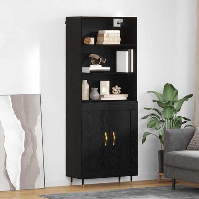 vidaXL Highboard Čierny dub 69,5 x 34 x 180 cm Kompozitné drevo