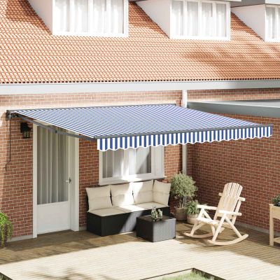 vidaXL Rám markízy Modrá a biela 400 × 300 cm Polyester s PU povrchom
