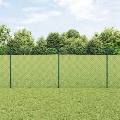 vidaXL Retiazkový plot s podperou 10 x 1 m PVC potiahnutá oceľ Zelená