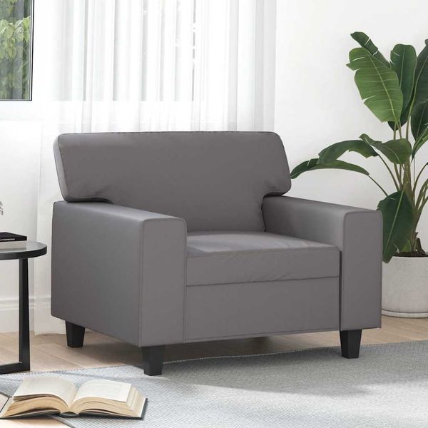 vidaXL Kreslo sivé 60 cm umelá koža