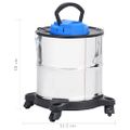 vidaXL Vysávač na popol s HEPA filtrom 1200 W 20 l nehrdzavejúca oceľ
