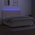 vidaXL Posteľ boxsping s matracom a LED krémová 200x200 cm látka