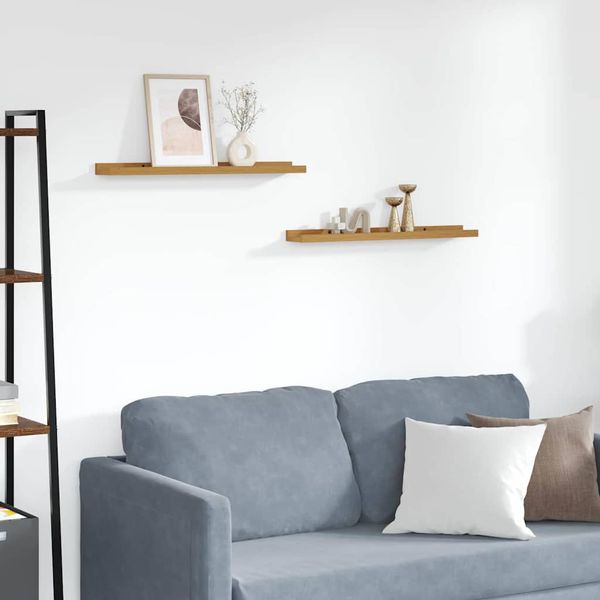 vidaXL Stenná polica 2 pcs Béžová 60 x 9 x 3 cm Kompozitné drevo