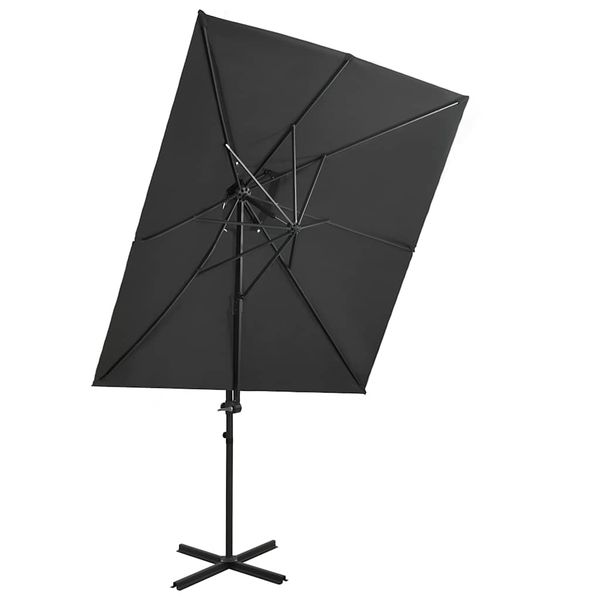vidaXL Závesný záhradný slnečník, dvojitá strieška, antracit 250x250cm