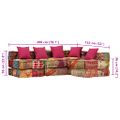vidaXL 4-miestna modulárna taburetka, patchwork, látka