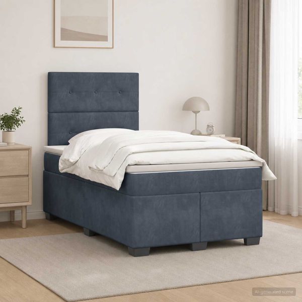 vidaXL Posteľ boxspring s matracom Tmavosivá 120 x 200 cm Zamat