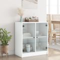 vidaXL Bočná skrinka so sklenenými dvierkami biela 68x37x75,5 cm