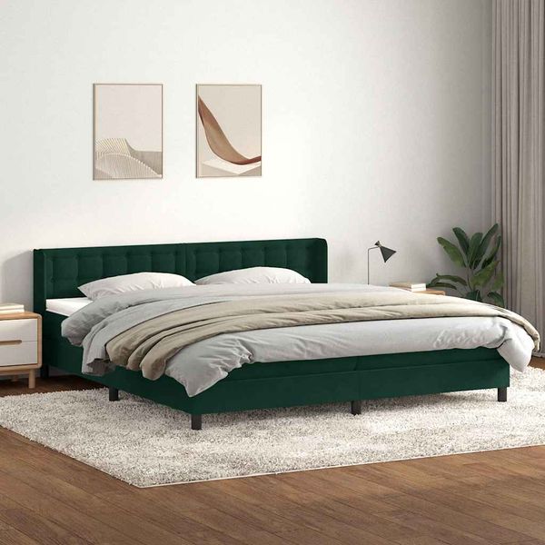 vidaXL Box Spring Posteľ s matracom Tmavo zelená 200x210 cm Zamat