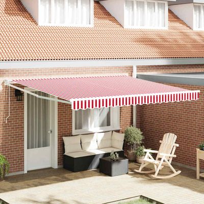 vidaXL Markíza Červená a Biela 400 × 300 cm Polyester a kov
