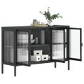 vidaXL Komoda čierna 105x35x70 cm sklo a oceľ