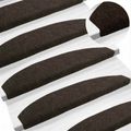 vidaXL Samolepiace schodové rohože 15 ks 80 x 24,5 x 3,5 cm Tmavohnedá