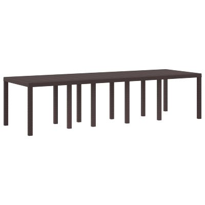 vidaXL Záhradný stôl Hnedá 300 x 100 x 73 cm polyratan
