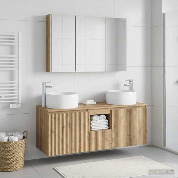vidaXL Set kabinetov do kúpeľne 4 pcs Dub artisan Kompozitné drevo