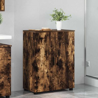 vidaXL Kúpeľňová skriňa s úložiskom Dymová dub 60 x 35 x 80 cm