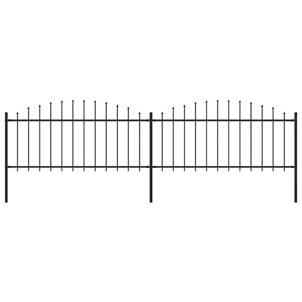 vidaXL Záhradný plot s hrotmi, oceľ (0,5-0,75)x3,4 m, čierny
