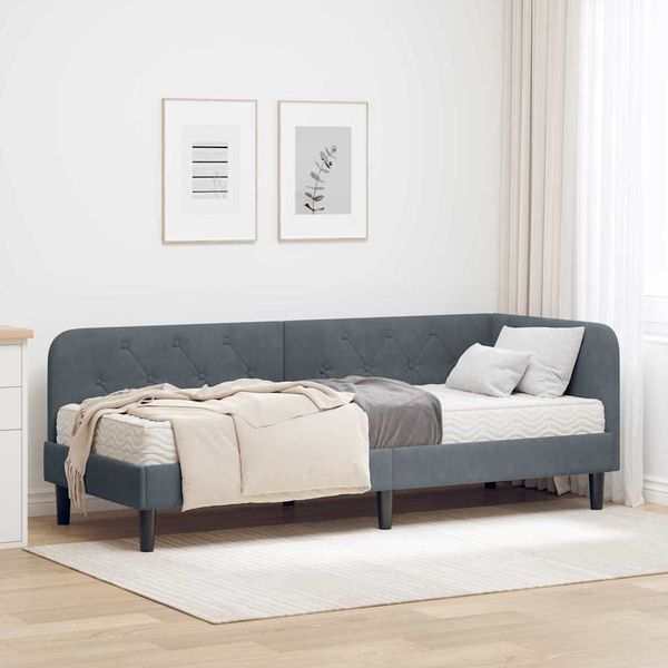 vidaXL Rohový rám postele Tmavo šedá 80 x 200 cm Zamat