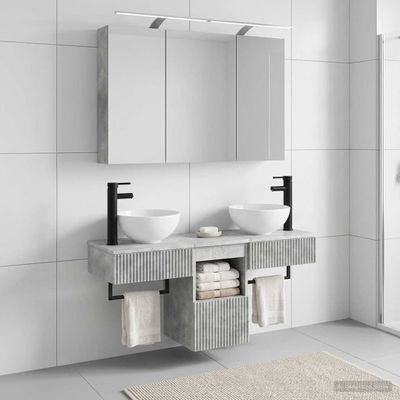 vidaXL Set kabinetov do kúpeľne 4 pcs Betónovo sivá 100 x 14,5 x 70 cm