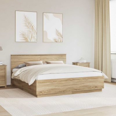 vidaXL Rám postele Sonoma dub 200 x 200 cm Kompozitné drevo