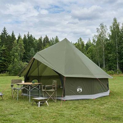 vidaXL Tipi stan 6-miestny Olivovo zelená Polyester a oceľ