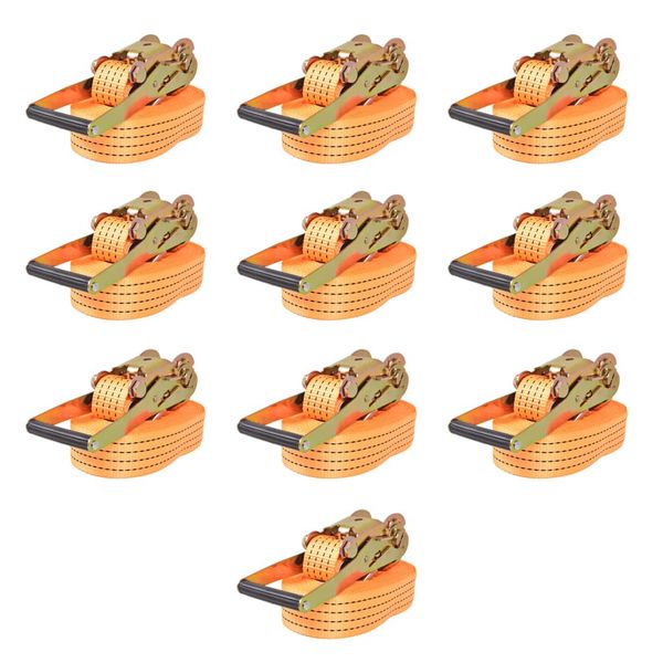 vidaXL Upínacie popruhy s račňou 10 ks, 2 tony, 8mx50mm, oranžové