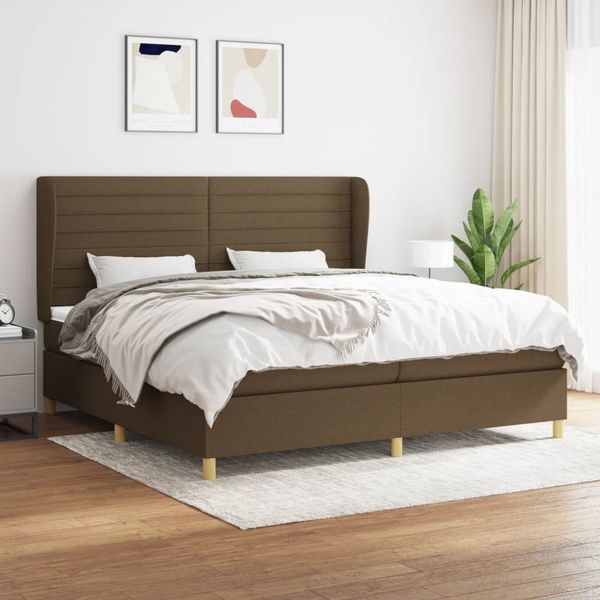 vidaXL Boxspring posteľ s matracom tmavohnedá 200x200 cm látka