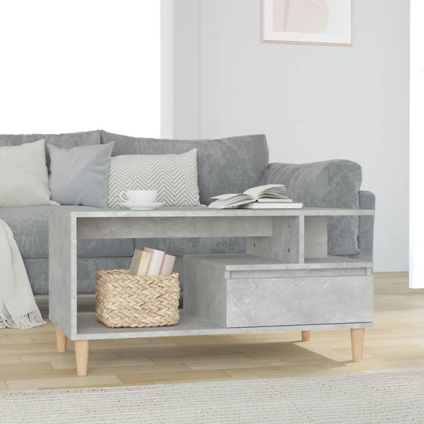 vidaXL Konferenčný stolík betónový sivý 90x49x45 cm spracované drevo