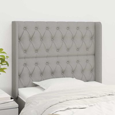 vidaXL Čelo postele so záhybmi bledosivé 103x16x118/128 cm látka