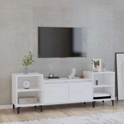 vidaXL TV skrinka lesklá biela 160x35x55 cm spracované drevo