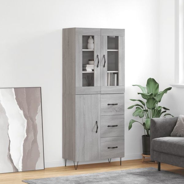 vidaXL Vysoká skrinka sivý dub sonoma 69,5x34x180 cm spracované drevo