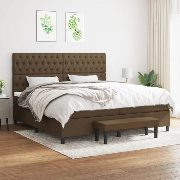 vidaXL Boxspring posteľ s matracom tmavohnedá 200x200 cm látka