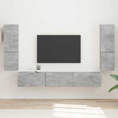 vidaXL Zostava TV skriniek 4 pcs Betónová šedá Kompozitné drevo